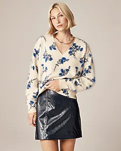 Brushed cashmere V-neck sweater in toile floral print | J. Crew US
