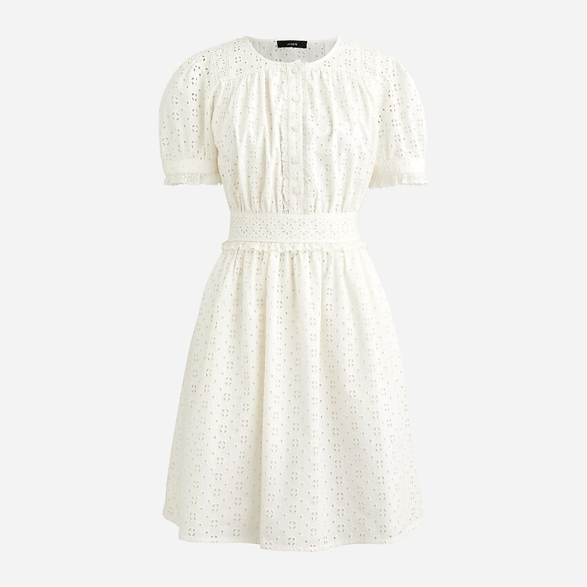 Button-front mini dress in eyelet | J. Crew US