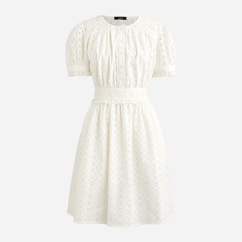 Button-front mini dress in eyelet | J.Crew US