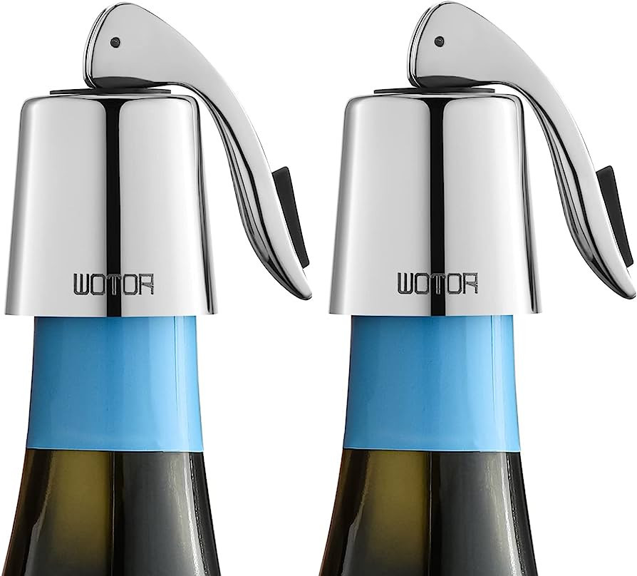 WOTOR Wine Stoppers Stainless Steel Wine Bottle stopper Plug with Silicone, Reusable Wine Saver, ... | Amazon (US)