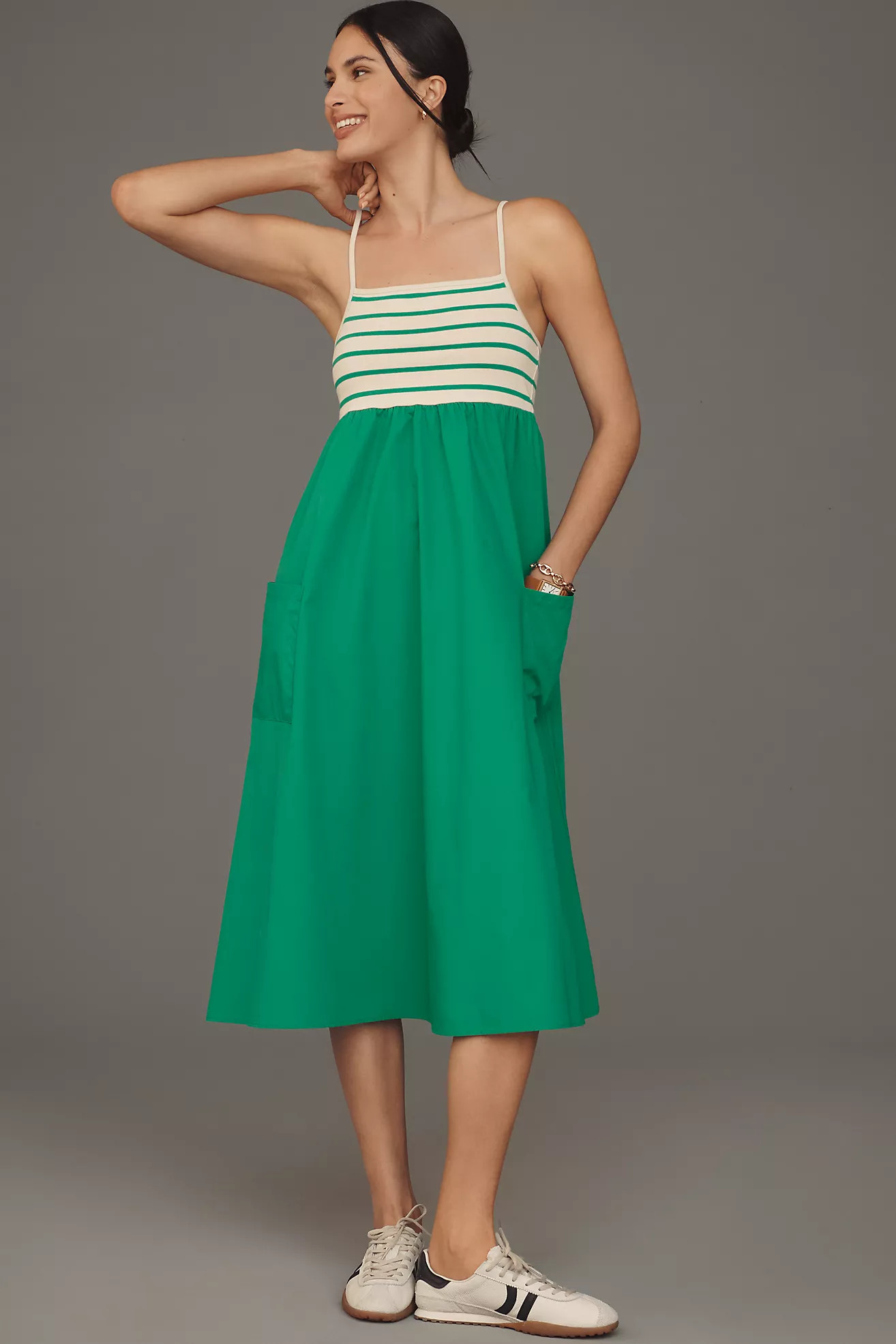 By Anthropologie Square-Neck A-Line Midi Dress | Anthropologie (US)