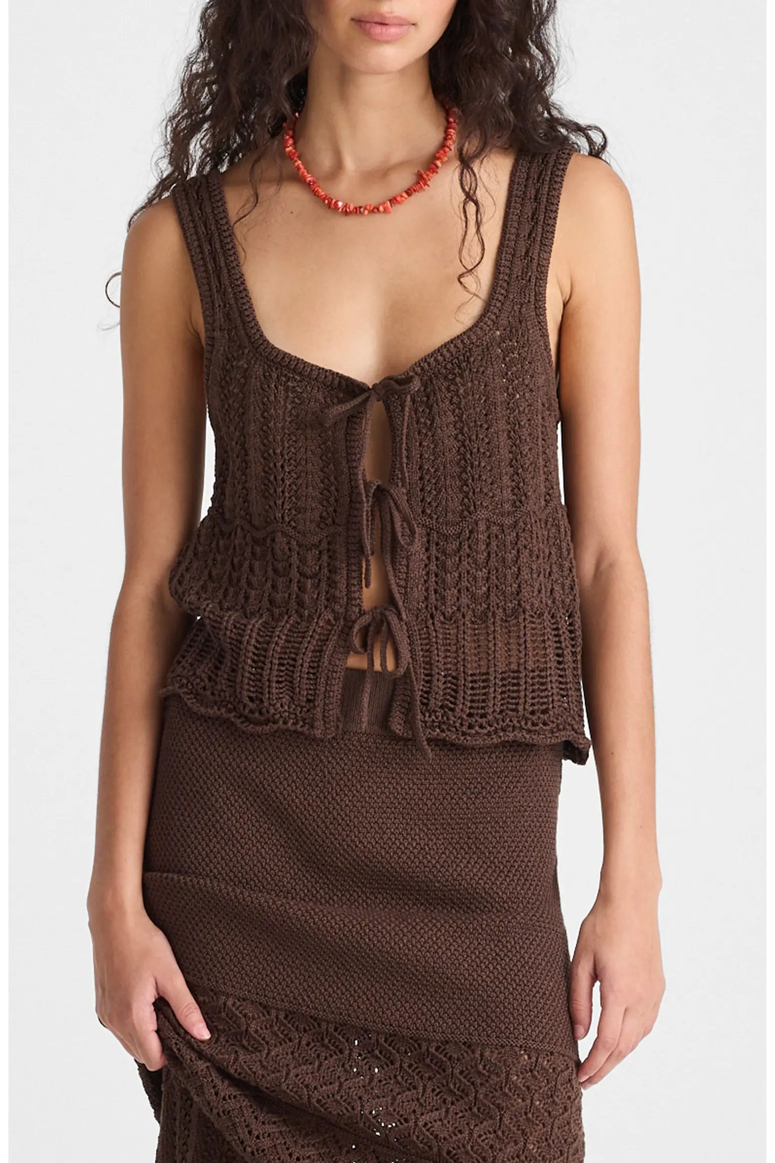 Pointelle Stitch Tie Front Cotton Sweater Tank (Women) | Nordstrom | Nordstrom