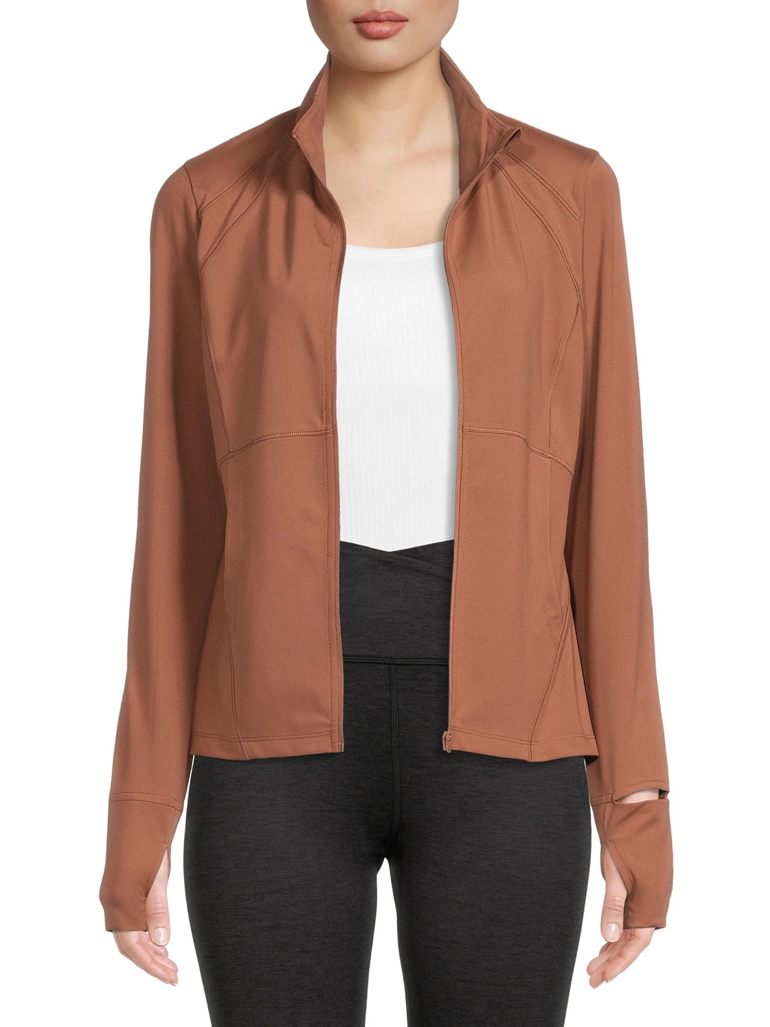 Avia Women's Active Full Zip Long Sleeve Jacket with Thumbholes and Sport Watch Opening - Walmart... | Walmart (US)