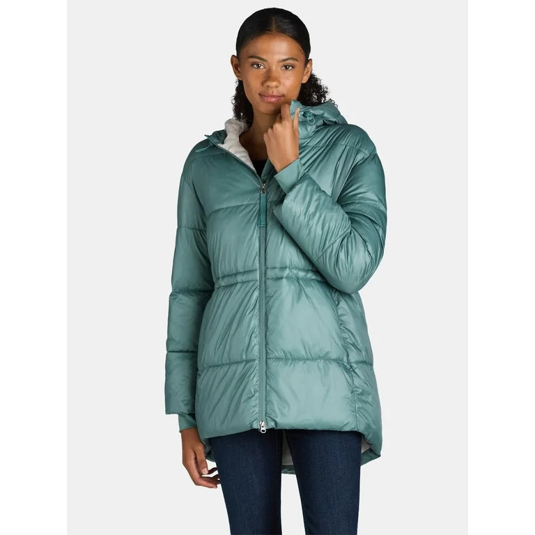 Ozark Trail Women's and Women’s Plus Hooded Puffer Jacket, Mid Length, Size XS-3X - Walmart.com | Walmart (US)