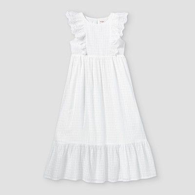 Girls' Woven Short Sleeve Maxi Dress - Cat & Jack™ White | Target