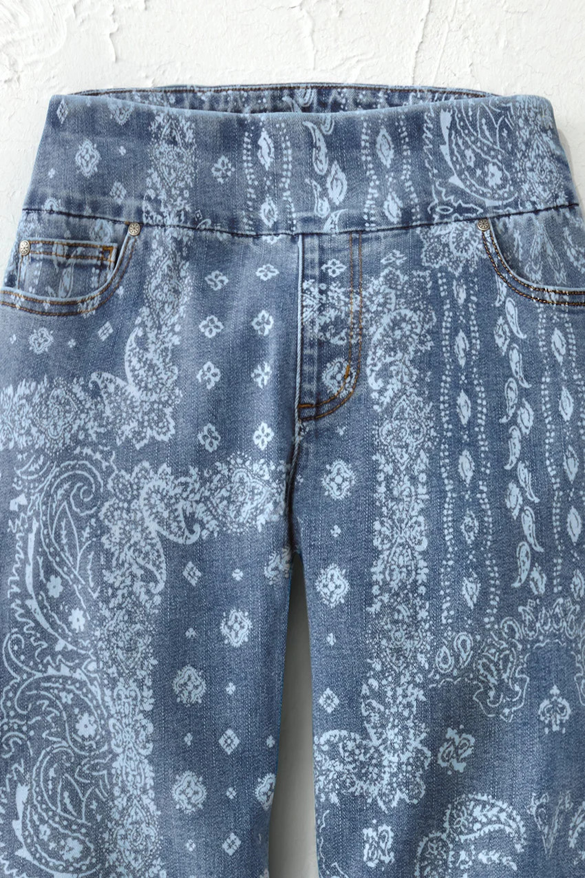 Bandana Print Pull-On Ankle Jeans | Coldwater Creek