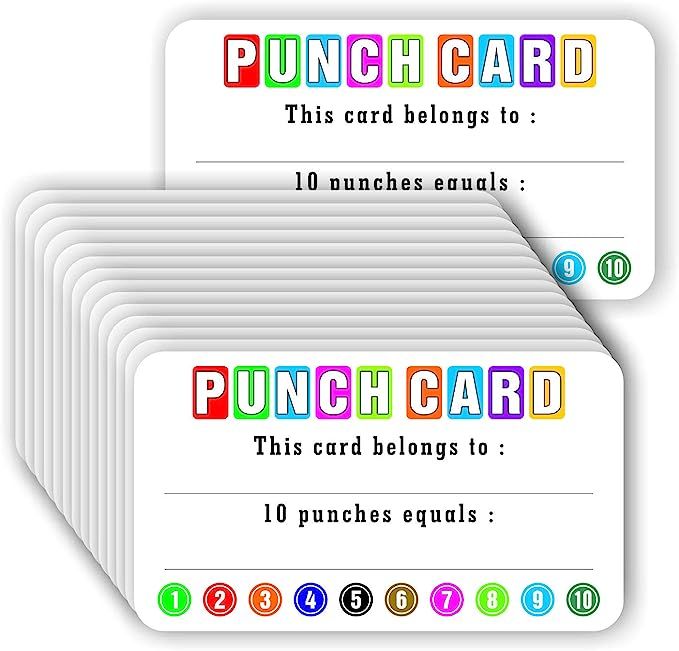 Punch Cards (Pack of 100) Incentive Loyalty Reward Card for Classroom Business Kids Behavior Stud... | Amazon (US)