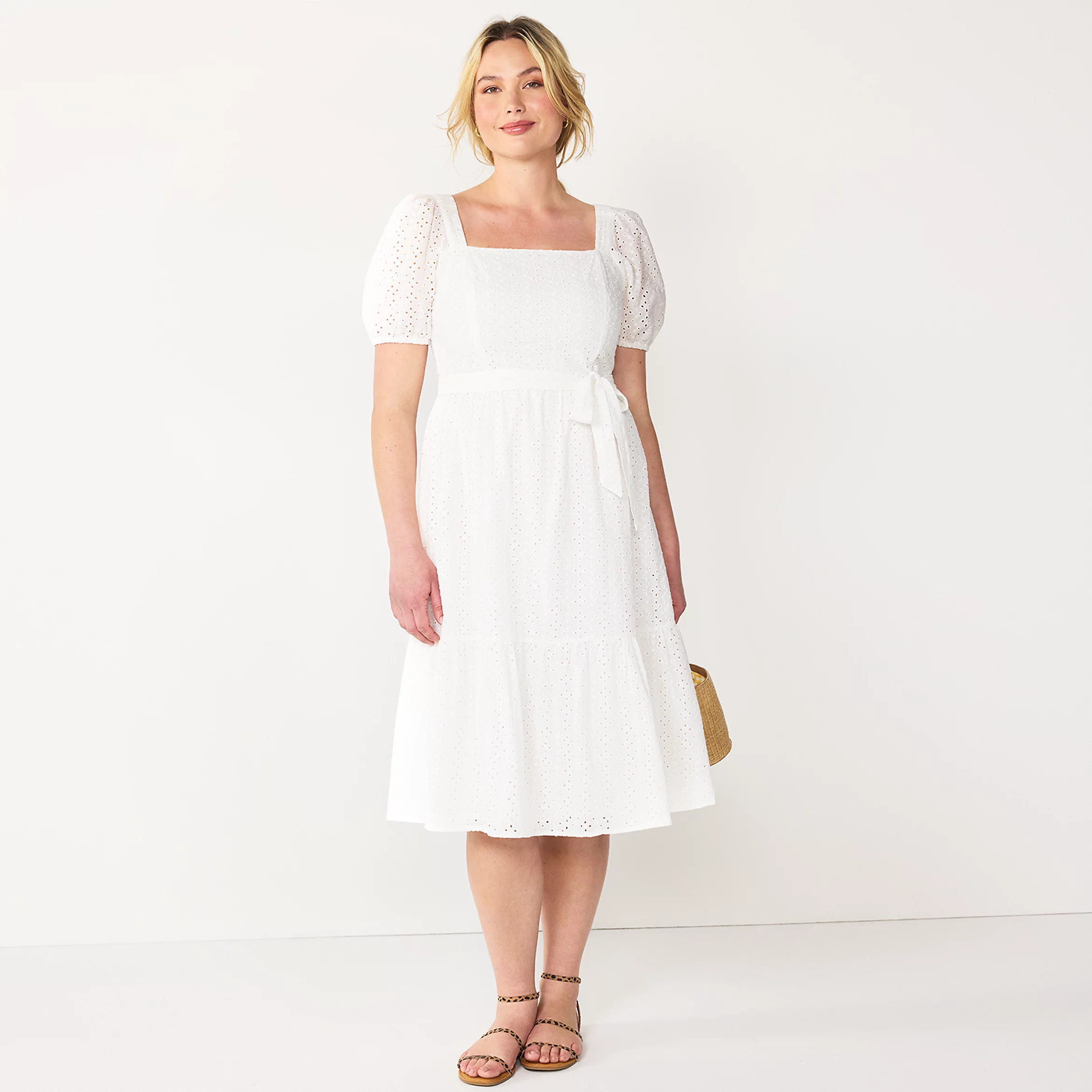 Women's DRAPER JAMES RSVP™ Eyelet Squareneck Midi Dress | Kohls | Kohl's