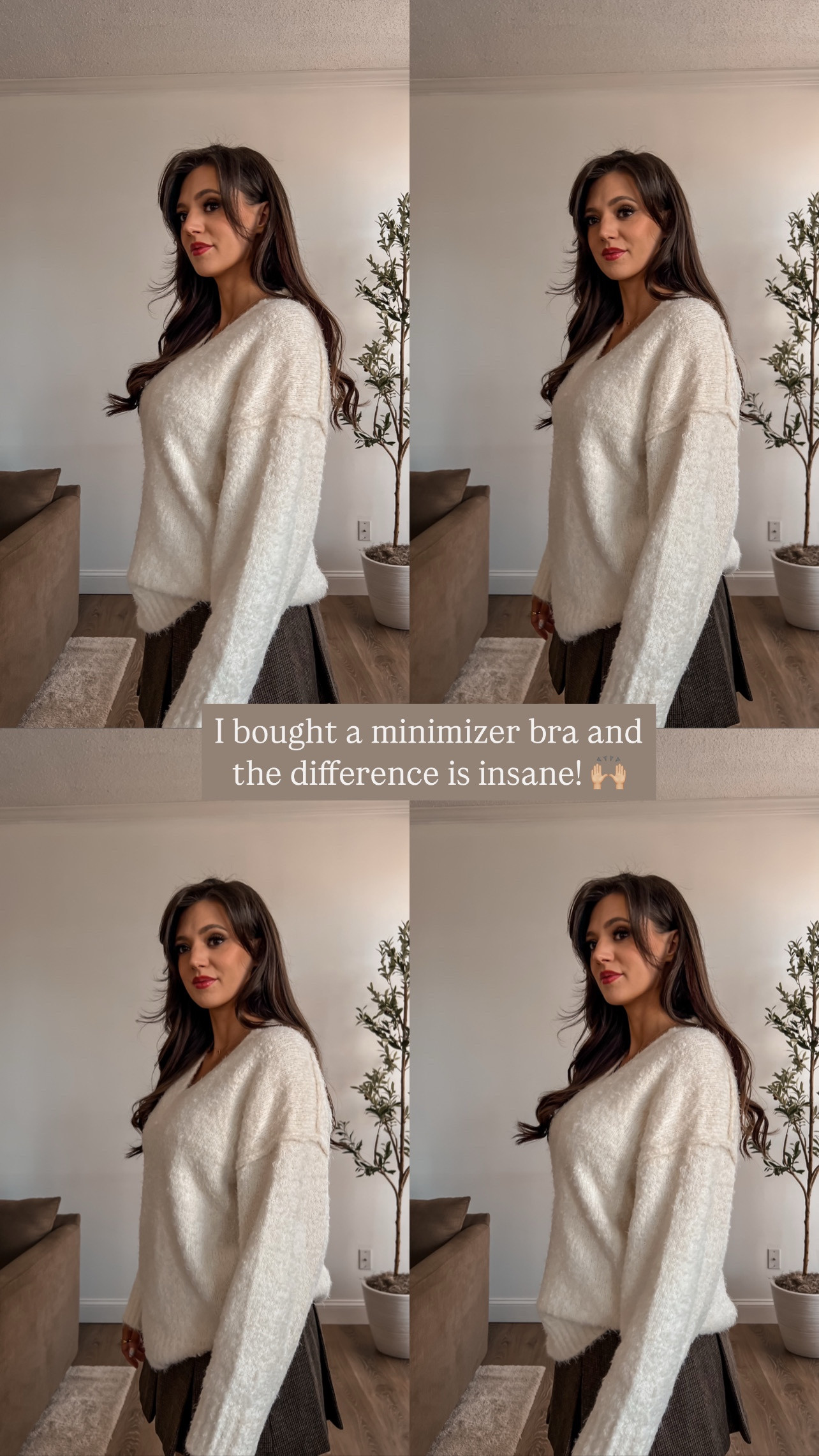 If you have a large chest and avoid baggy clothes because you don’t like the way they look, I highly recommend getting a minimizer bra for a smoother look. 

I’m normally a 32G and went 1 size up in the band to a 34G for my perfect fit. 🤌🏼



#LTKWatchNow #LTKStyleTip #LTKWorkwear