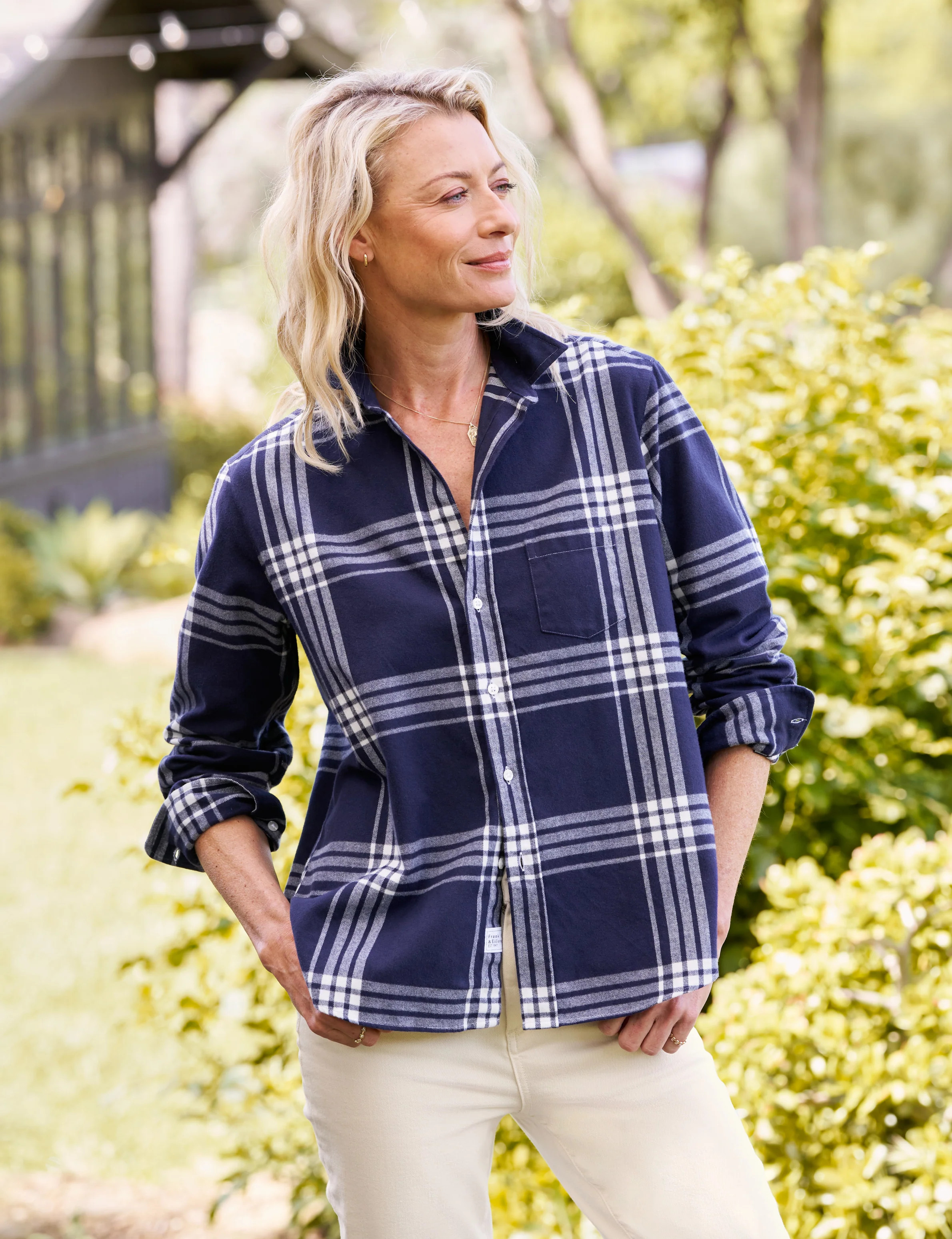 EILEEN Navy and White Plaid, Italian Flannel | Frank & Eileen