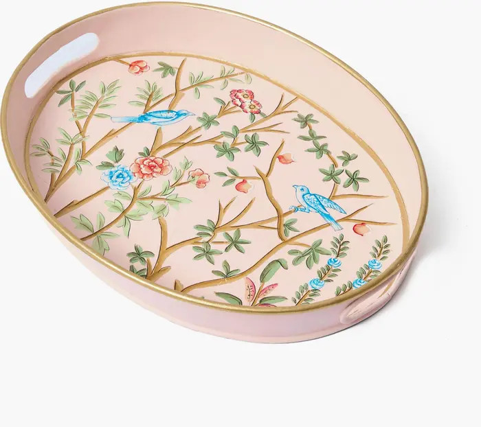Pink Small Oval Chinoiserie Tole Tray | Nordstrom