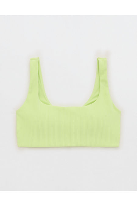 OFFLINE By Aerie Stripe Rib Classic Sports Bra Women's Sharp Green XXS | Aerie