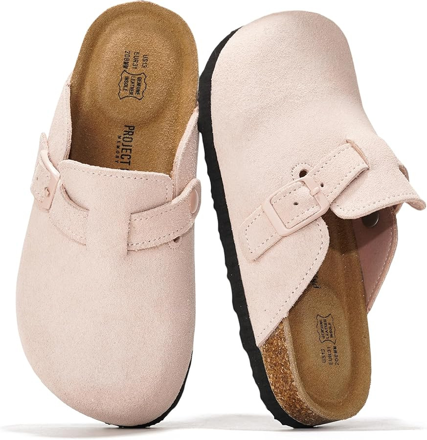 Project Cloud 100% Genuine Leather Kids Clogs with Cork Footbed Arch Support - Non-Slip Slippers ... | Amazon (US)
