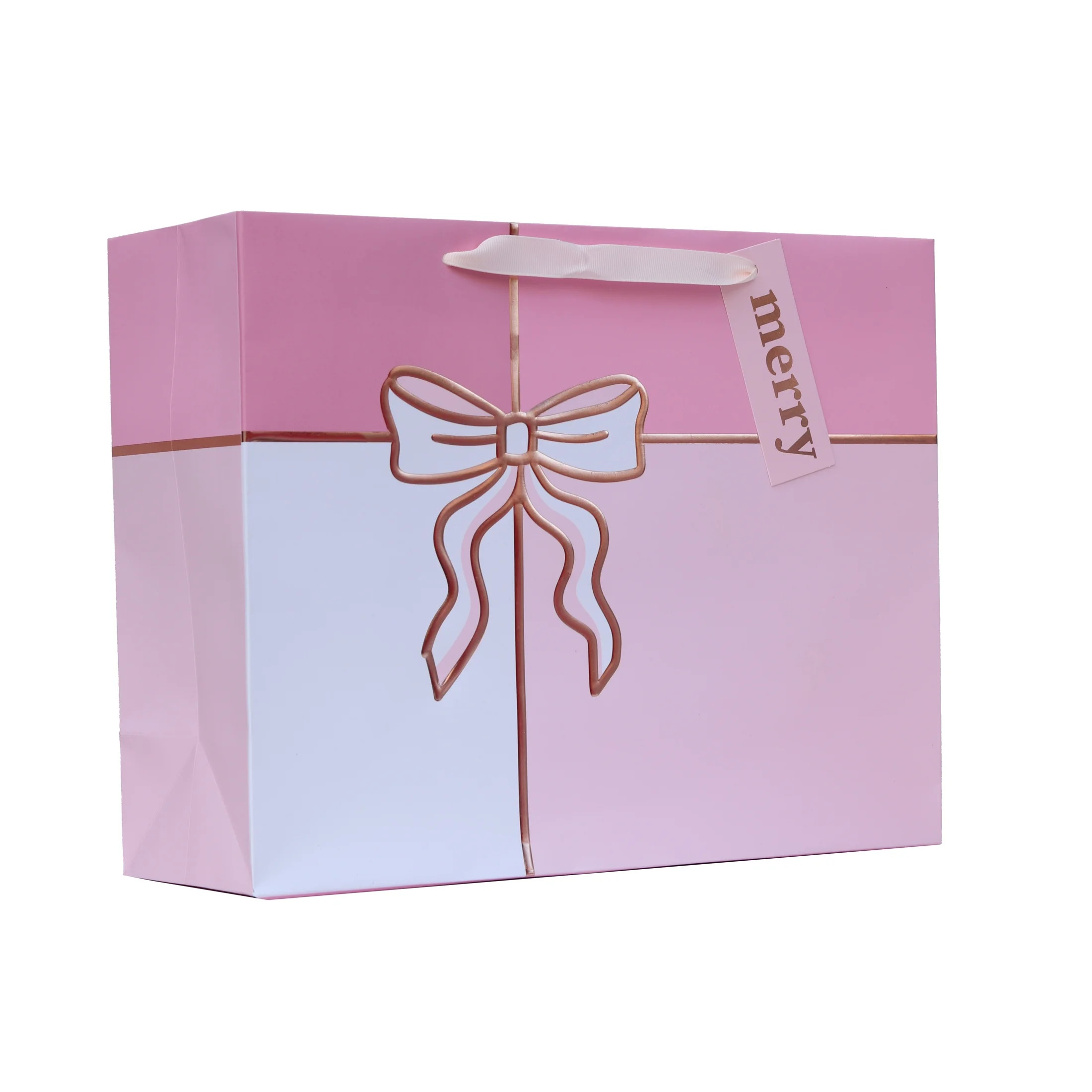 Large Multicolor Metallic Bow Christmas Paper Gift Bag, 12.75" x 4.5" x 10", by Holiday Time | Walmart (US)