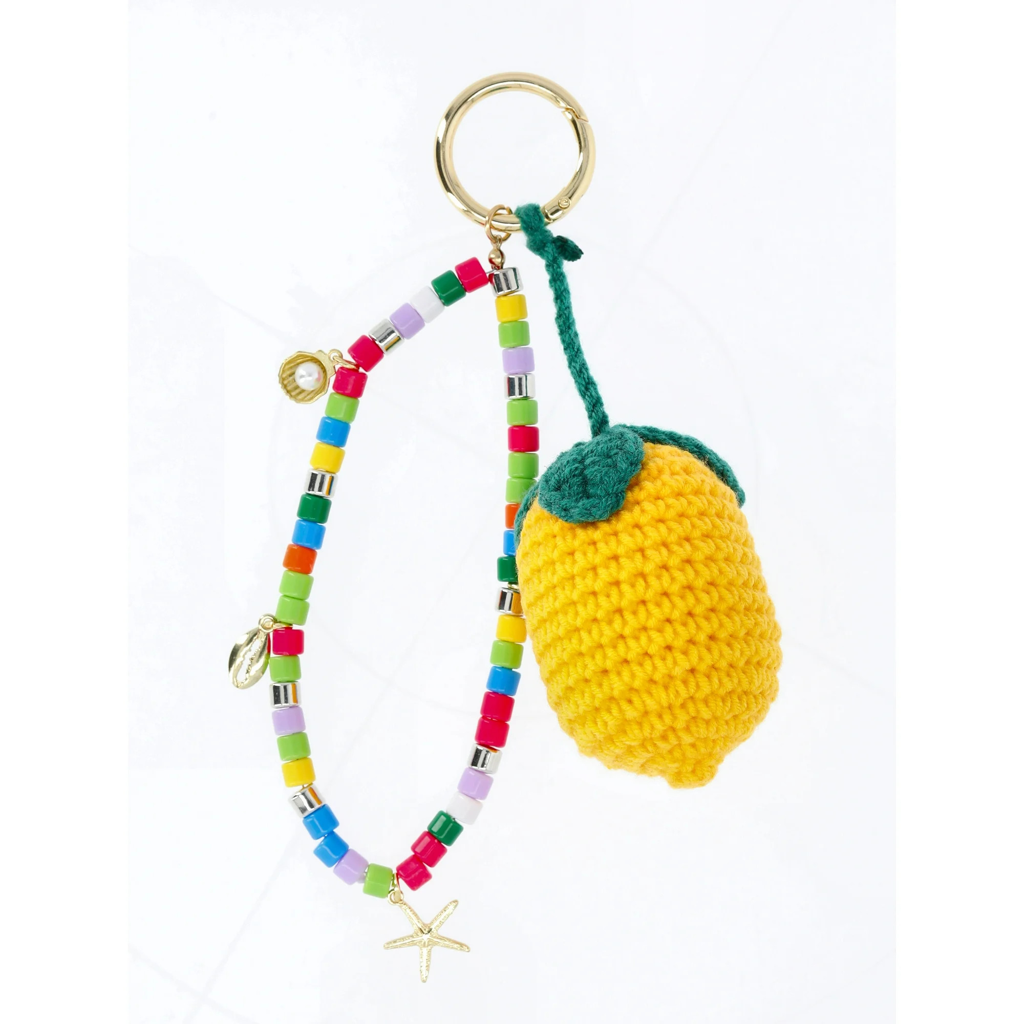 No Boundaries Women's Festival Bag Charm, Yellow Crochet Lemon & Beads | Walmart (US)