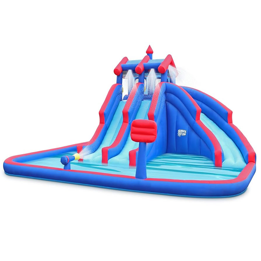 Sunny & Fun Mega Sport Inflatable Water Triple Slide Park – Heavy-Duty for Outdoor Fun - Climbi... | Amazon (US)