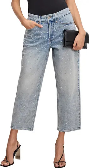 Good American Crystal Stars Good '90s Crop Straight Leg Jeans | Nordstromrack | Nordstrom Rack