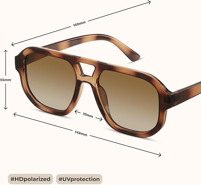 livho Trendy Polarized Square Aviator Sunglasses Women Men Square Eyewear Frame, Retro Sun Glasse... | Amazon (US)