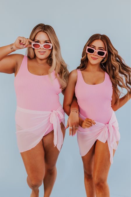 scrunch one piece in cotton candy pink! 💕 wearing size large and runs TTS. wearing size large in light pink sarong! 

#LTKswim #LTKunder100 #LTKcurves