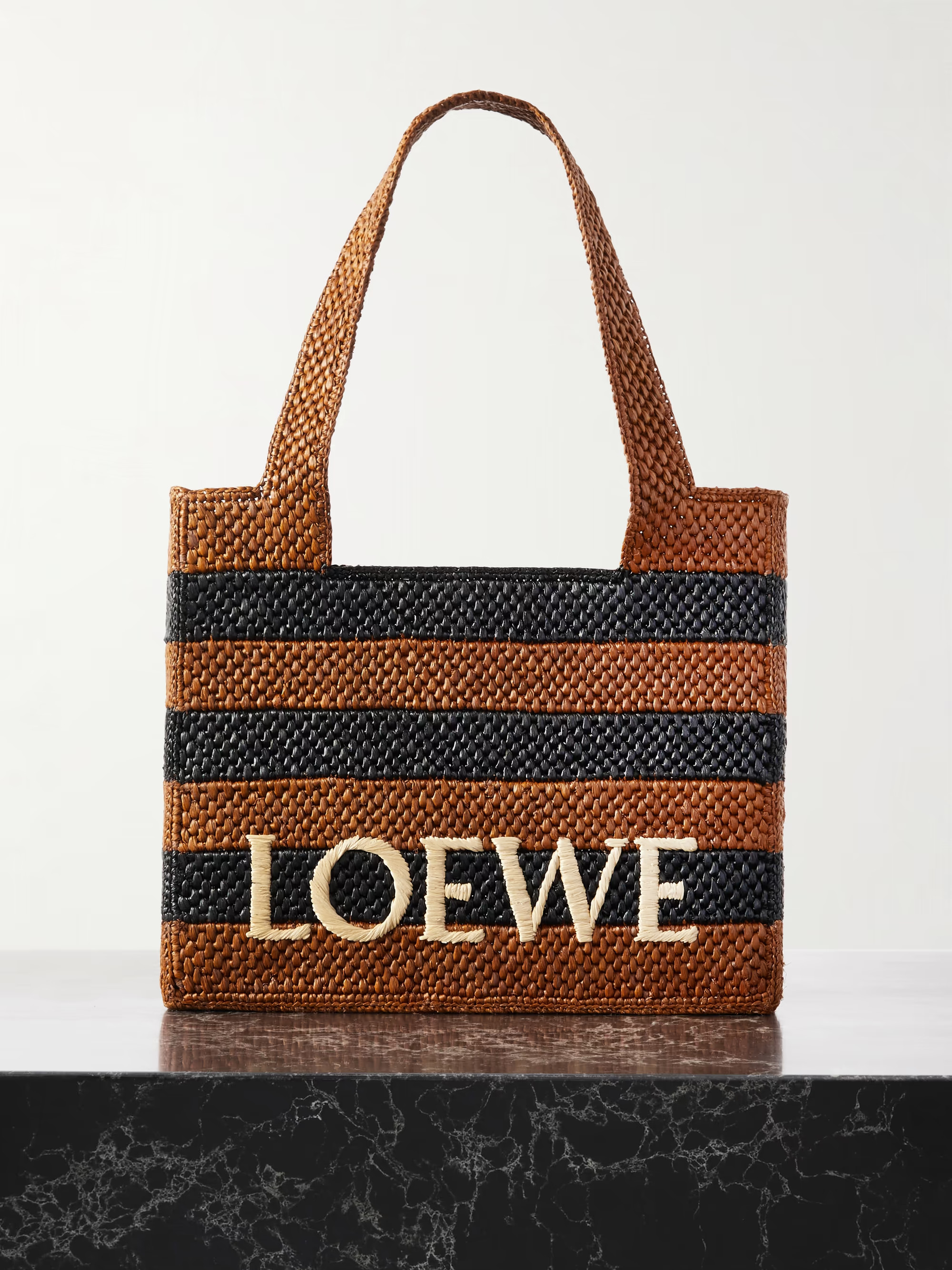 + Paula's Ibiza medium embroidered striped raffia tote | NET-A-PORTER (UK & EU)