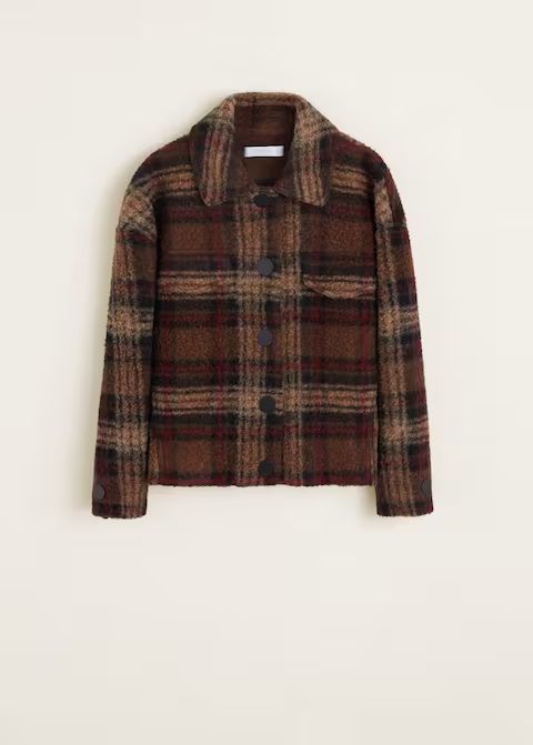 Checkered wool-blend jacket - Women | MANGO (UK)