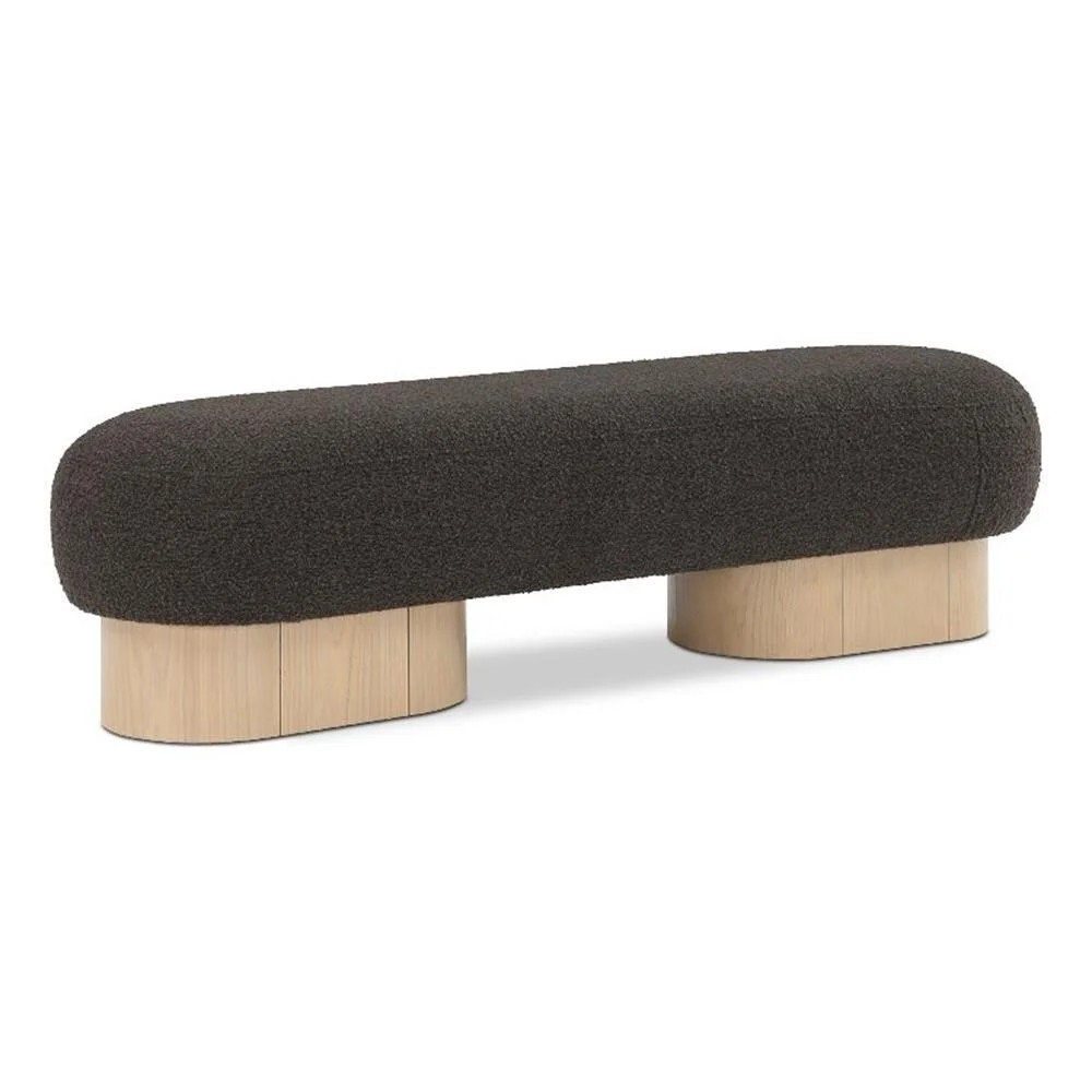 Meridian Furniture Robertson Brown Boucle Fabric Bench | Walmart (US)