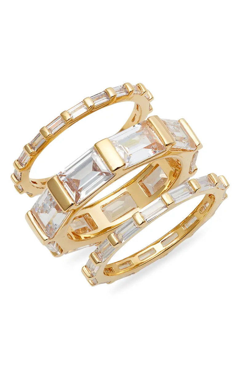 Nordstrom Set of 3 Cubic Zirconia Baguette Rings | Nordstrom | Nordstrom
