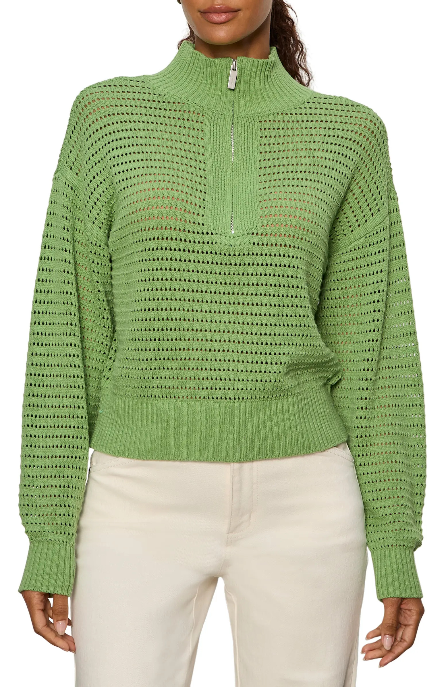 Open Stitch Half-Zip Cotton Blend Sweater | Nordstrom