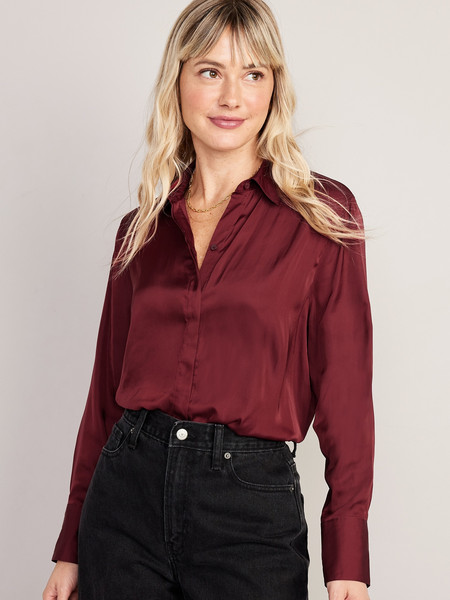 Loose Satin Shirt for Women | Old Navy (US)