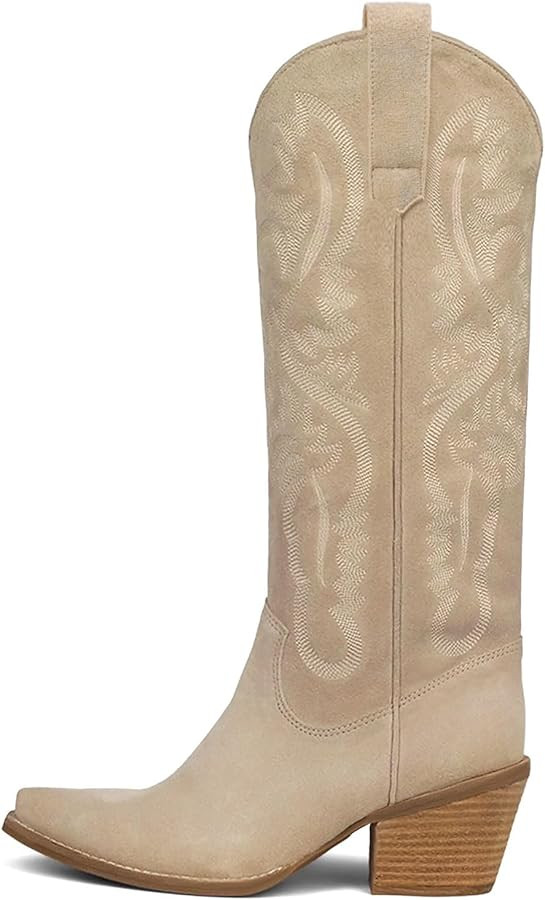 Erocalli Knee High Boots Women Cowgirl Cowboy Western Fall Chunky Block High Heel Tall Long Fashi... | Amazon (US)