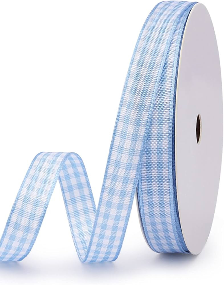 VIVIQUEN Gingham Checkered Taffeta Plaid Picnic Craft Wedding Home Decoration Ribbon 100% Polyest... | Amazon (US)