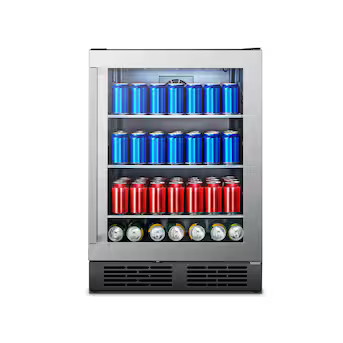 Hisense 23.43-in W 140-Can Capacity Stainless Steel Built-In/Freestanding Beverage Refrigerator w... | Lowe's