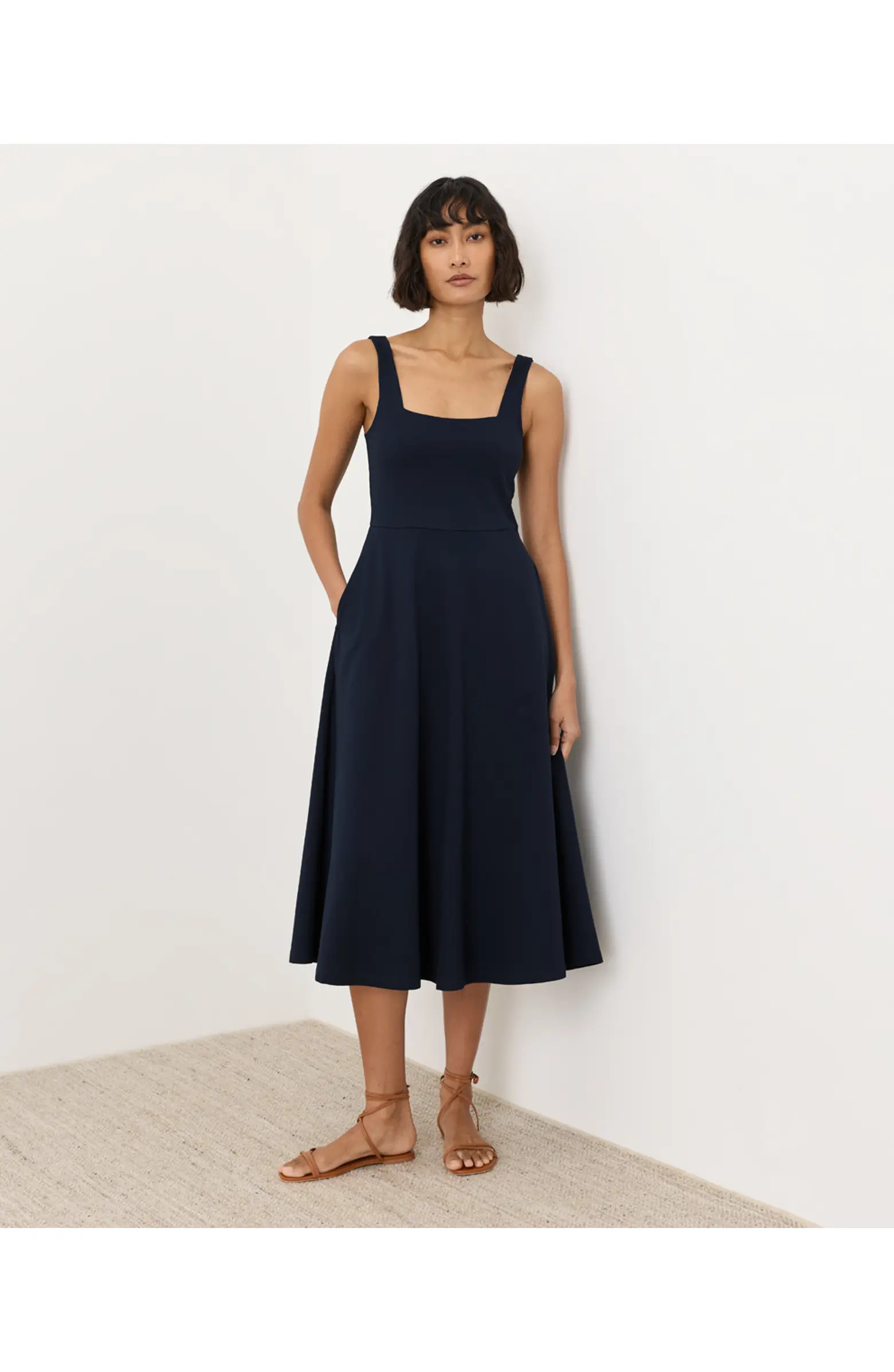 Fit & Flare Square Neck Dress Made With Organic Cotton | Nordstrom