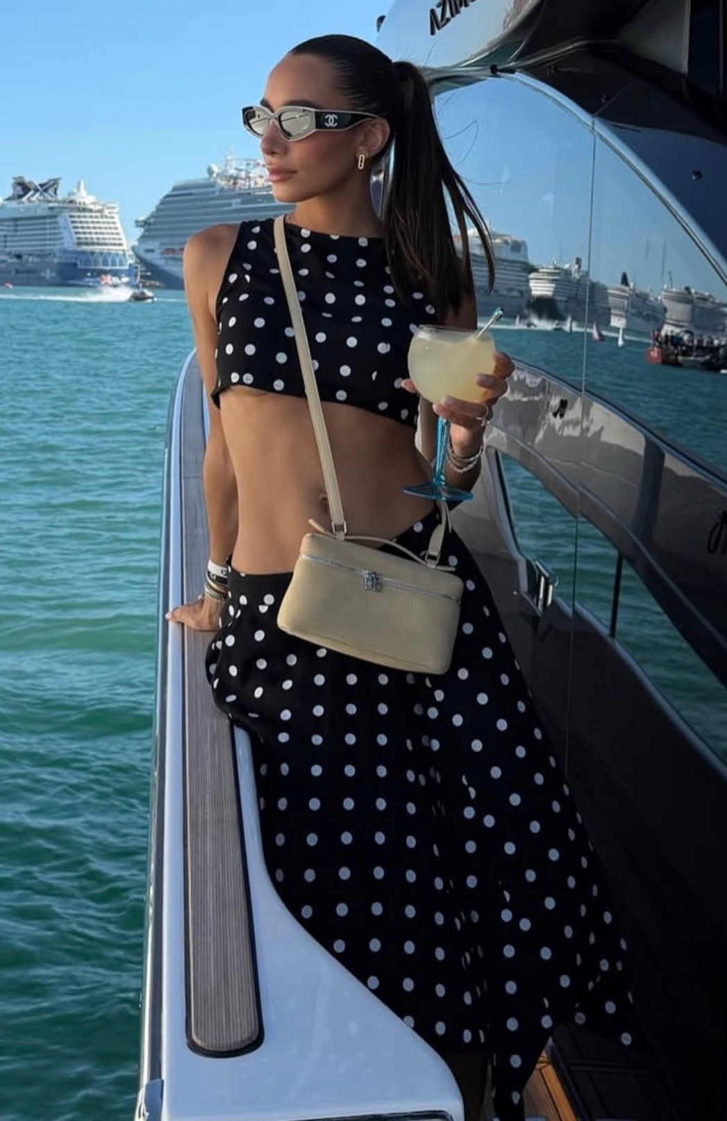 Matching black and white polka dot set with cat eye sunnies

#LTKTravel #LTKSeasonal #LTKStyleTip