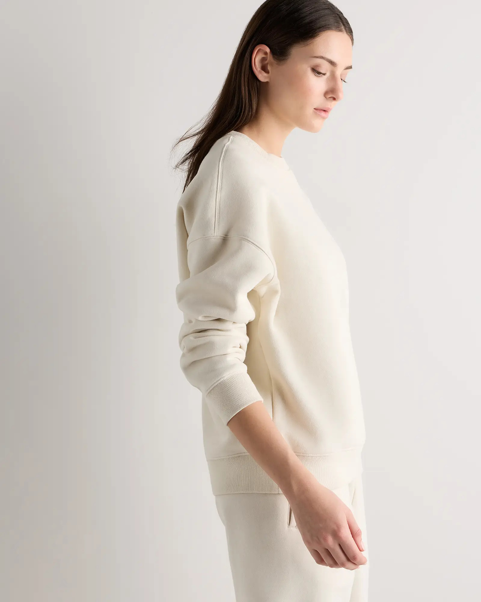 Everyday Fleece Crew in Linen White | Quince