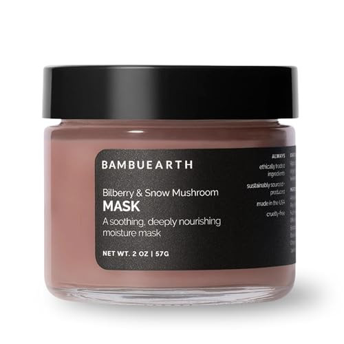 BAMBU EARTH Bilberry & Snow Mushroom Mask (2 oz) - Nourishing Facial Mask for All Skin Types, Blends with Powerful Organic Skin Care Ingredients for Deep Hydration Leaving Your Skin Soft & Supple | Amazon (US)
