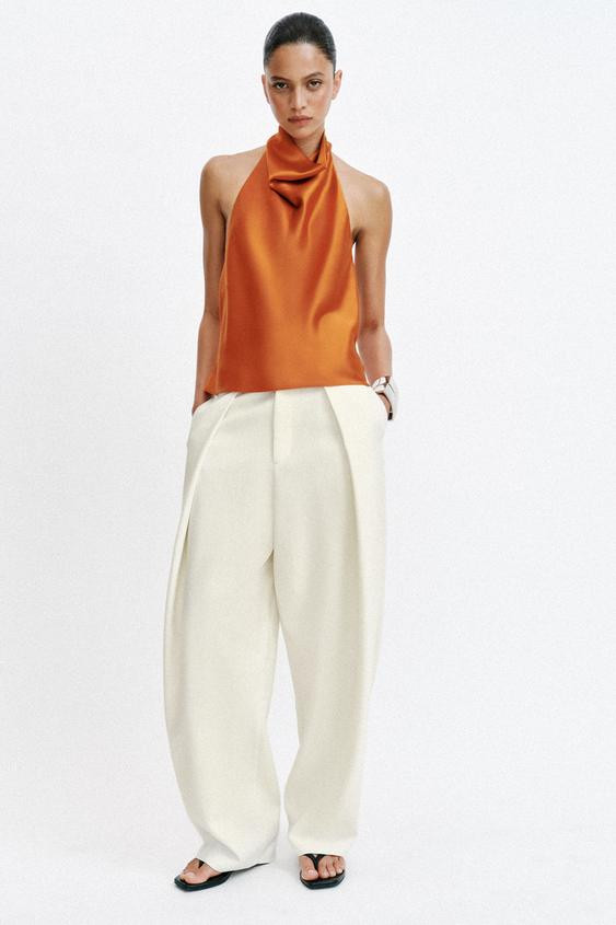 SATIN EFFECT HALTER TOP | Zara US