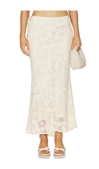 Lace Side Tie Maxi Skirt in Sweet Nothings | Revolve Clothing (Global)