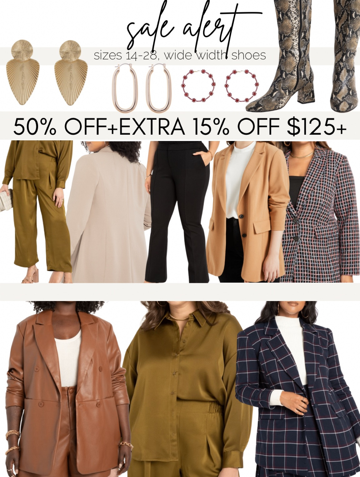 Blazers pants wide width boots beautiful plus size workwear for 50% off today! Eloquii sale alert! Runs true to size, size up on pants if unsure! 

#LTKCyberweek #LTKsalealert #LTKcurves