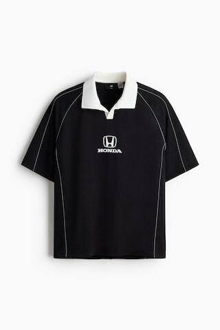 H & M - Oversized Printed Soccer Shirt - Black | H&M (US + CA)