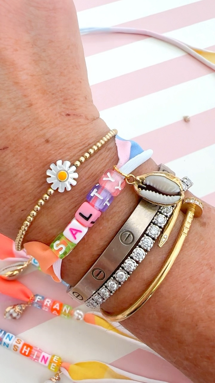 Upcycled swimsuit friendship bracelets 