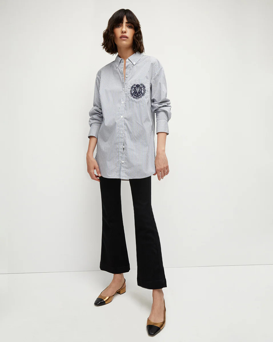 Lloyd Striped Button-Down Top | Logo Crest | Veronica Beard