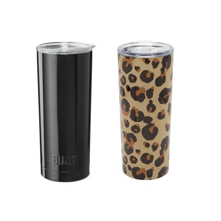 Built (Set of 2) 20-Ounce Double Wall Stainless Steel Vacuum Insulated Tumblers, 20-Ounces, Black... | Walmart (US)