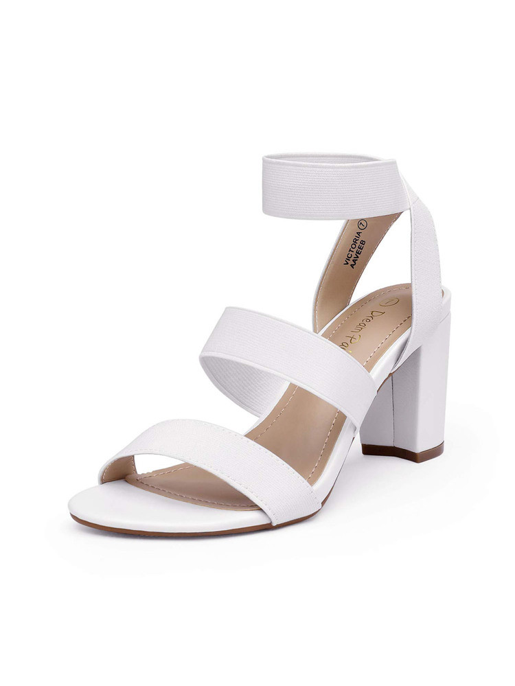 DREAM PAIRS Women's Neon Pink Open Toe High Chunky Elastic Strap Dress Heel Sandals
       
     ... | SHEIN