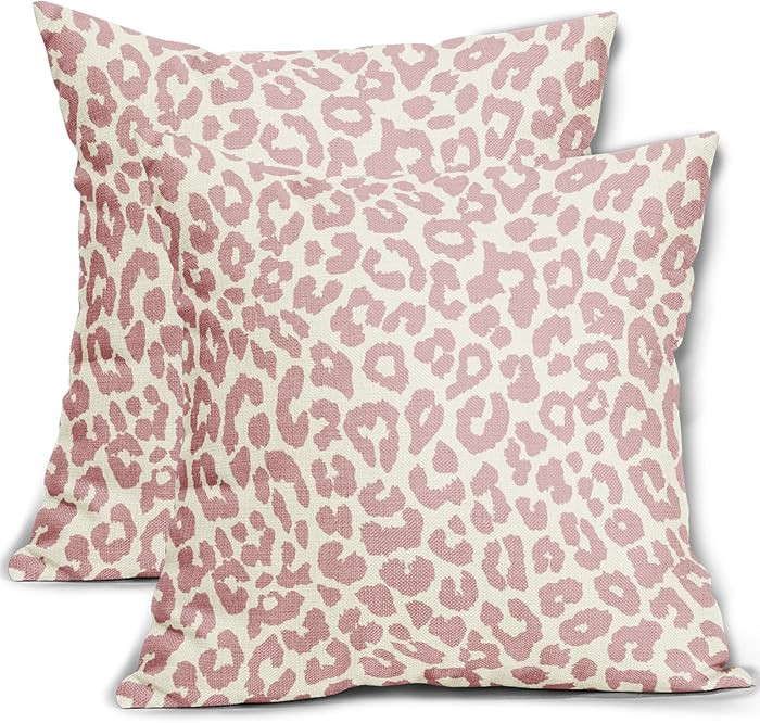 Light Pink Leopard Print Pillow Covers 20x20 Set of 2 Preppy Room Decor Cheetah Animal Pattern Ch... | Amazon (US)