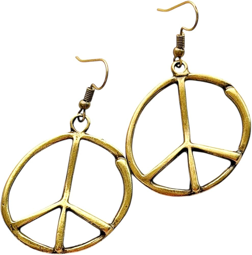 Peace Sign Earrings Charm Gold Silver Hippie Peace Symbol Medallion Accessories Hippy hippie Cost... | Amazon (US)