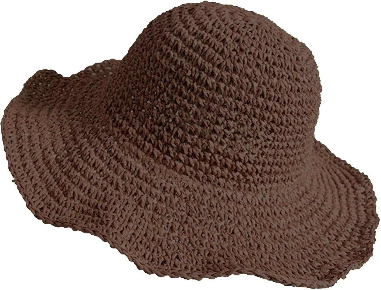 Senker Fashion Beach Straw Hats for Women, Handmade Floppy Bucket Sun Hat for Summer Vacation Wid... | Amazon (US)