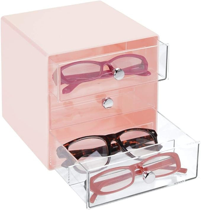 mDesign Stackable Plastic Eye Glass Storage Organizer Box Holder for Sunglasses, Reading Glasses,... | Amazon (US)