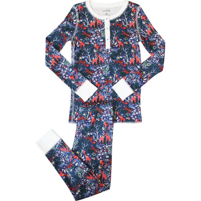 Navy Kids Pajamas, Holly Jolly Jungle | Maisonette