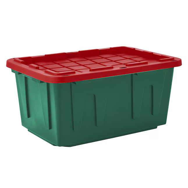 Holiday Living Large 27 -Gallons ( 108 -Quarts ) Green Heavy Duty Stackable Tote with Standard Sn... | Lowe's